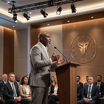 Professional consultant speaking to business audience