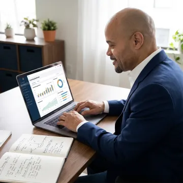 Executive coaching strategy session on a laptop