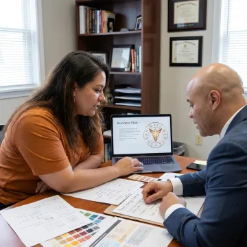 Entrepreneur reviewing brand strategy roadmap