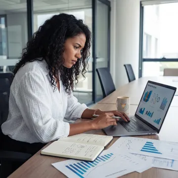Woman entrepreneur planning business growth strategy