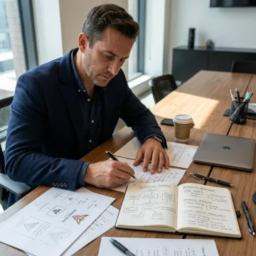 Brand consultant planning identity strategy