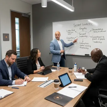 Leadership coach guiding a training session