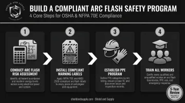 Four-step arc flash safety program implementation process from assessment to worker training