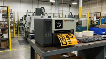 LabelTac industrial label printer producing GHS-compliant chemical safety labels