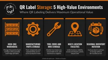 Five ideal storage environments for QR code label implementation infographic