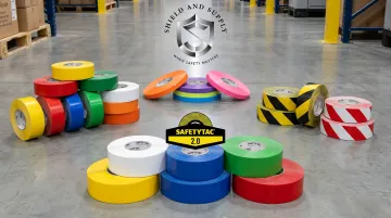 SafetyTac floor marking tape product line showing four grades and color options