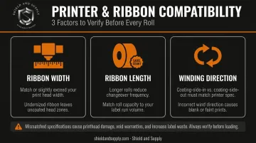 Thermal transfer ribbon printer compatibility three key specification factors infographic