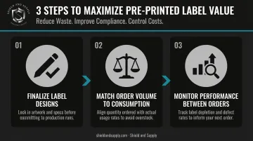 Three-step process for maximizing pre-printed industrial label program value