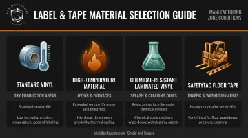 Manufacturing zone sign material grade selection guide by environmental exposure conditions