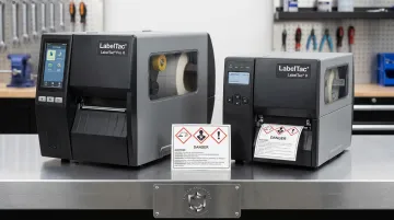 LabelTac Pro X and LabelTac 9 GHS industrial label printers side-by-side comparison
