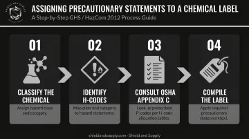 4-step GHS chemical classification to compliant label creation process flow