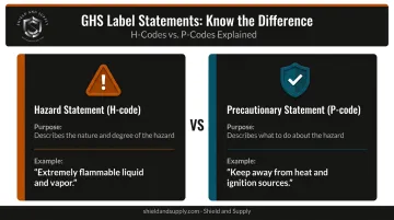 GHS hazard statements H-codes versus precautionary statements P-codes comparison infographic
