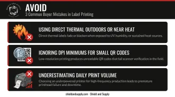 Three common QR code label printer buying mistakes to avoid comparison infographic