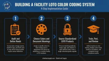4-step LOTO color coding program implementation process flow diagram