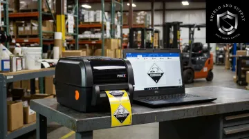 LabelTac GHS chemical label printer producing compliant secondary container labels on-site