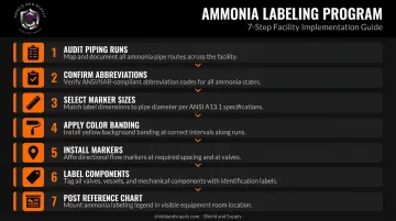 Seven-step facility-wide ammonia pipe labeling implementation sequence process flow