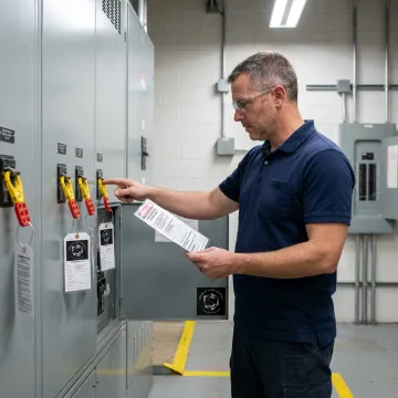 Safety manager reviewing lockout tagout points