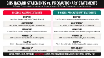 GHS hazard statements H-codes versus precautionary statements P-codes comparison infographic