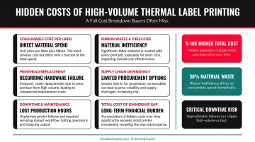 Hidden costs of high-volume thermal label printing comparison breakdown infographic