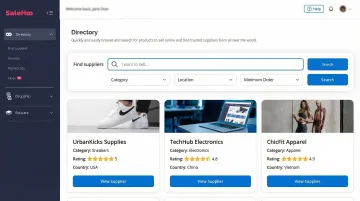 Dropshipping supplier directory platform interface showing vetted wholesaler listings
