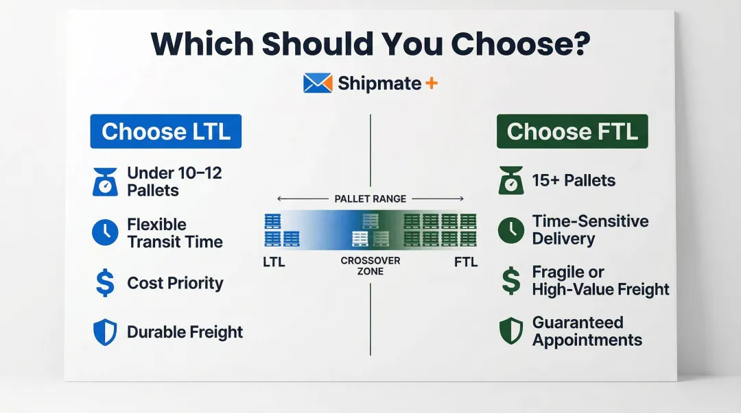 LTL versus FTL decision framework choosing by pallet count timeline and freight type