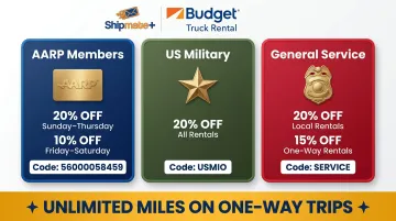 Budget Truck Rental discount codes comparison for AARP military and service members