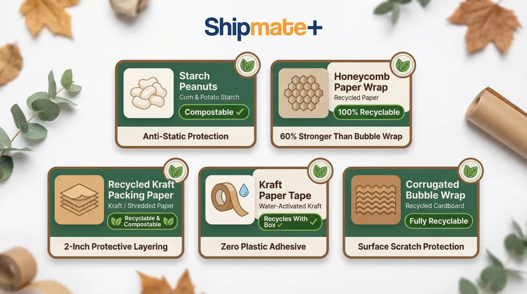 Five eco-friendly packing material alternatives compared to traditional plastic options