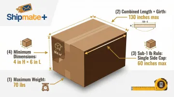 UPS Ground Saver package size and weight restrictions visual reference guide