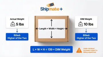 FedEx dimensional weight pricing formula calculation example with box dimensions