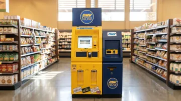 DMV Now self-service kiosk inside grocery store with instant registration printing