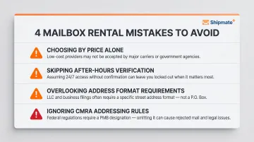 Four common mailbox rental mistakes to avoid before signing up infographic