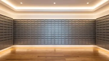 Secure 24-hour mailbox lobby with individual locked mailboxes and bright lighting