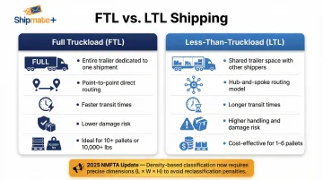 FTL versus LTL shipping comparison showing cost transit time and damage risk differences