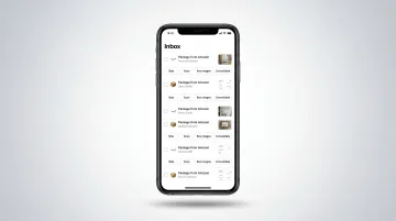 Virtual mailbox mobile app displaying scanned mail items and forwarding options