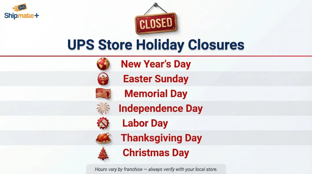 7 major US holidays when UPS Store locations are typically closed