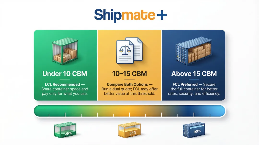 LCL versus FCL volume threshold decision guide under 10 CBM to above 15 CBM