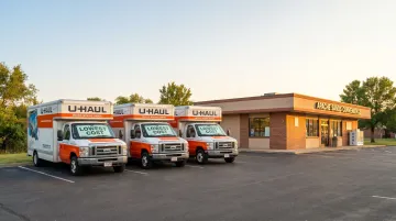 U-Haul neighborhood dealer location at a local gas station or retail storefront