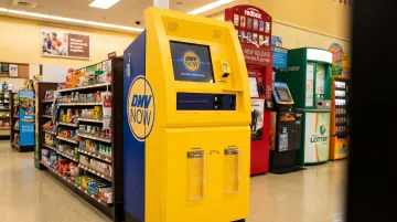 DMV Now self-service kiosk inside retail grocery store location California