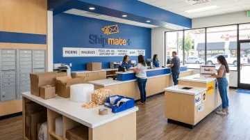ShipMate Plus Vista CA full-service shipping center interior with service counters