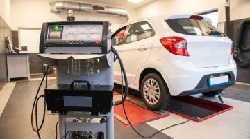 Vehicle smog check inspection at licensed California emissions testing station