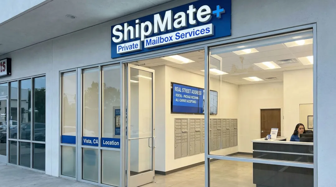 ShipMate Plus private mailbox rental features including 24/7 access and package notifications