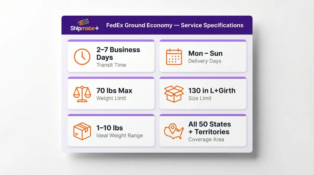 FedEx Ground Economy service specifications including transit time weight and size limits