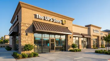UPS Store retail location exterior showing storefront signage and entrance
