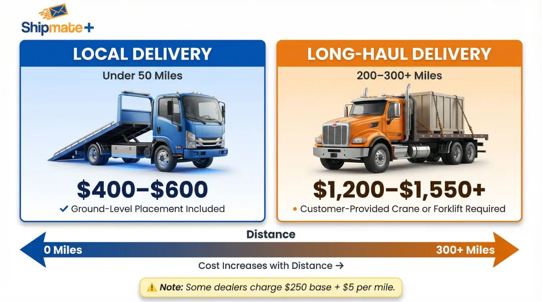 shipping container delivery cost by distance local versus long-haul comparison
