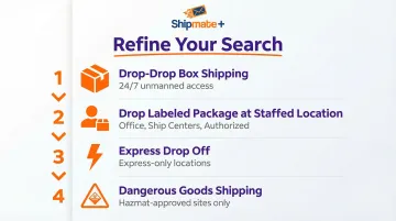 FedEx location finder filter options for finding California drop-off locations
