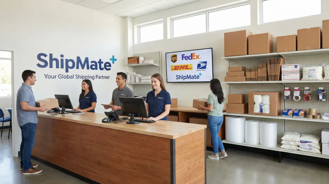 ShipMate Plus Vista CA FedEx authorized ship center interior with packing services