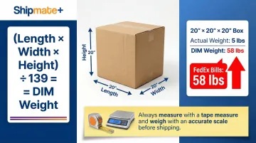 FedEx DIM weight formula calculation example with billable weight comparison