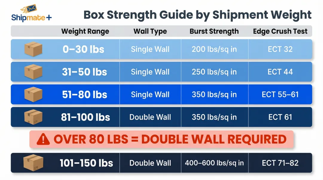 Box strength weight guidelines single-wall versus double-wall corrugated shipping boxes