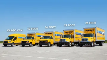 U-Haul moving truck fleet ranging from cargo van to 26-foot truck