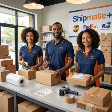 Professional packing team preparing e-commerce orders for multi-carrier shipment